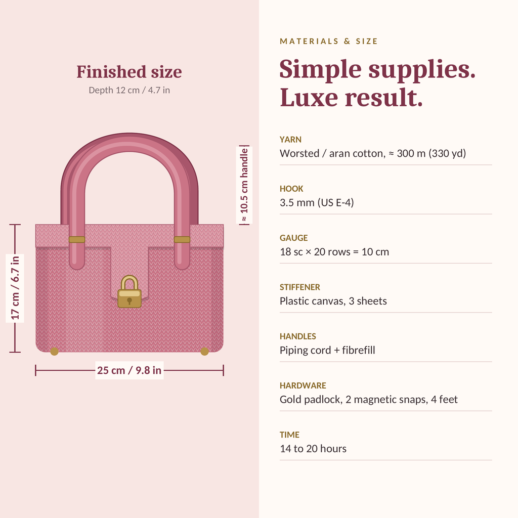 The Maison Bag Crochet Pattern | Structured Top-Handle Handbag PDF (Instant Download)