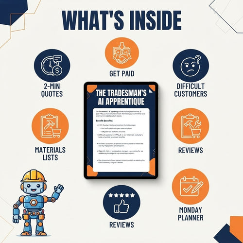 The Tradesman's AI Apprentice: Turn ChatGPT Into Your Office Boy — 45 Copy-Paste Prompts for Quotes, Invoices & Difficult Customers
